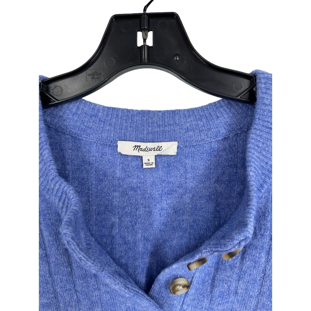 Madewell Women's Blue Heather Bowden Henley Coziest Yarn Sweater Size Small - Picture 6 of 9